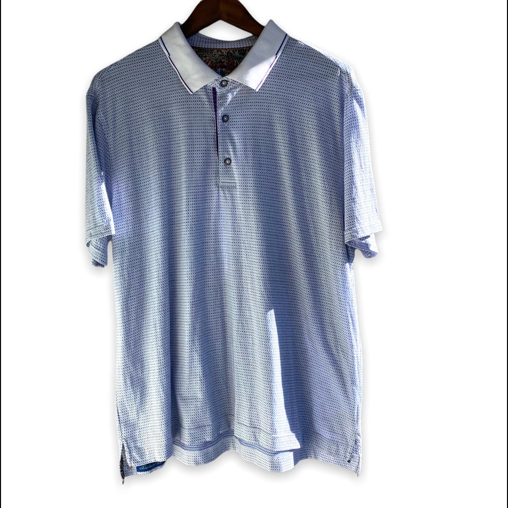Robert Graham‎ Printed white/light blue Polo Mens Shirt